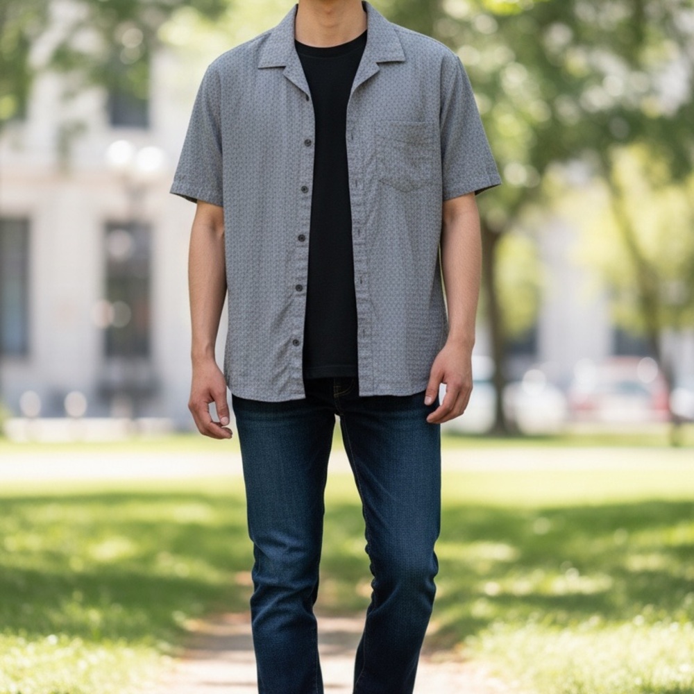 Marc Anthony Light Gray Casual Button Down Shirt